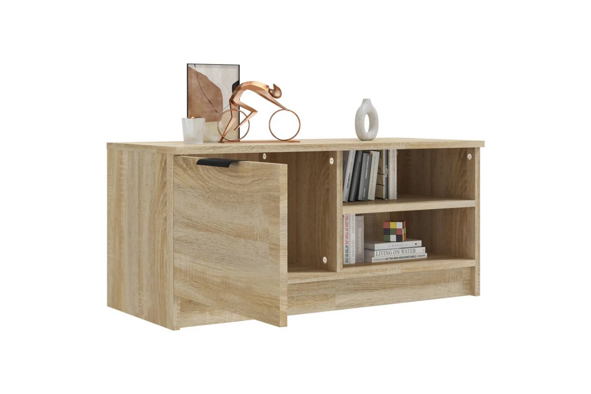 beBasic TV-benk sonoma eik 80x35x36,5 cm konstruert tre - Brun - Møbler - Mediamøbel & tv møbel - TV-benk & mediabenk