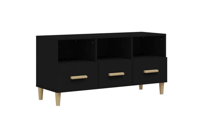 beBasic TV-benk svart 102x36x50 cm konstruert tre - Svart - Møbler - Mediamøbel & tv møbel - TV-benk & mediabenk