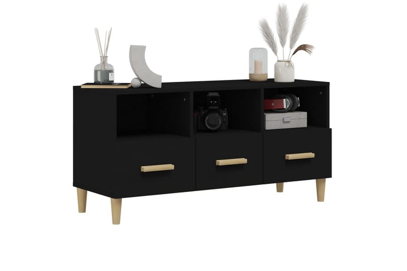 beBasic TV-benk svart 102x36x50 cm konstruert tre - Svart - Møbler - Mediamøbel & tv møbel - TV-benk & mediabenk