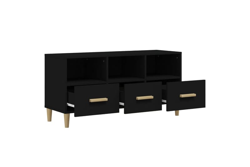beBasic TV-benk svart 102x36x50 cm konstruert tre - Svart - Møbler - Mediamøbel & tv møbel - TV-benk & mediabenk