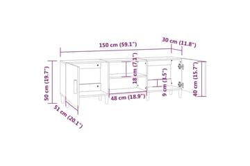 beBasic TV-benk svart 150x30x50 cm konstruert tre - Svart - Møbler - Mediamøbel & tv møbel - TV-benk & mediabenk