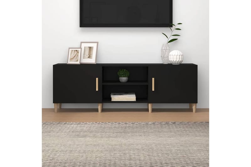 beBasic TV-benk svart 150x30x50 cm konstruert tre - Svart - Møbler - Mediamøbel & tv møbel - TV-benk & mediabenk