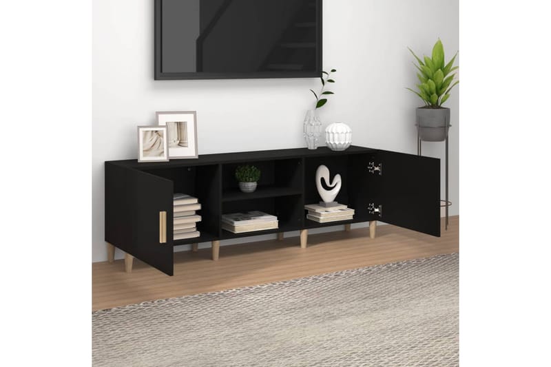 beBasic TV-benk svart 150x30x50 cm konstruert tre - Svart - Møbler - Mediamøbel & tv møbel - TV-benk & mediabenk