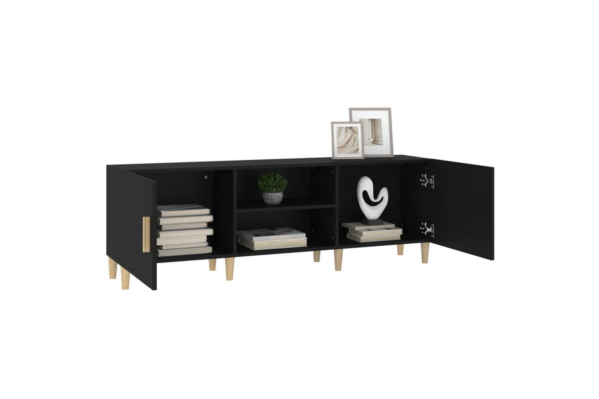 beBasic TV-benk svart 150x30x50 cm konstruert tre - Svart - Møbler - Mediamøbel & tv møbel - TV-benk & mediabenk