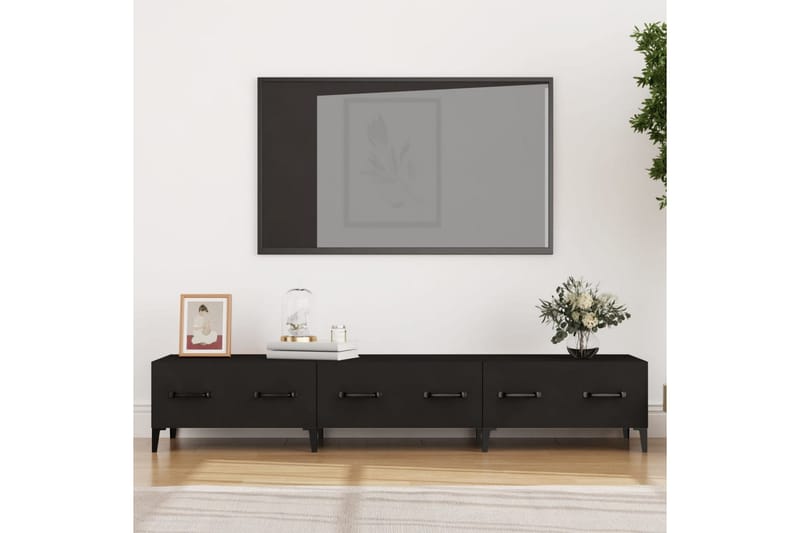 beBasic TV-benk svart 150x34,5x30 cm konstruert tre - Svart - Møbler - Mediamøbel & tv møbel - TV-benk & mediabenk