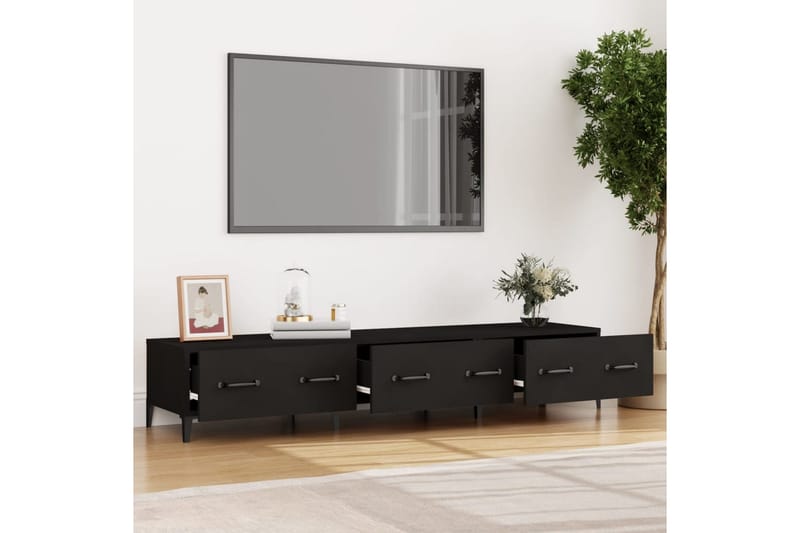 beBasic TV-benk svart 150x34,5x30 cm konstruert tre - Svart - Møbler - Mediamøbel & tv møbel - TV-benk & mediabenk
