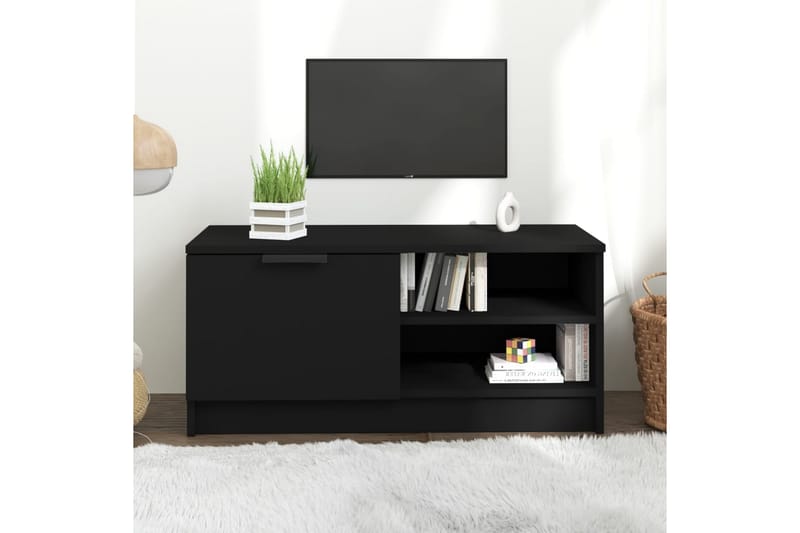 beBasic TV-benk svart 80x35x36,5 cm konstruert tre - Svart - Møbler - Mediamøbel & tv møbel - TV-benk & mediabenk