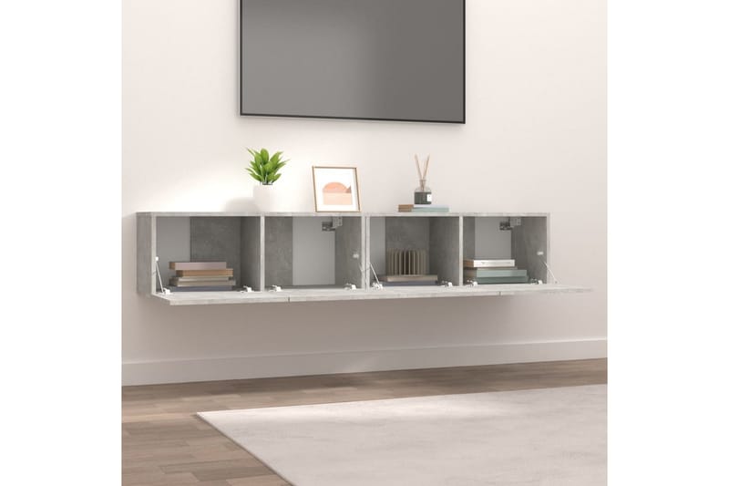 beBasic TV-benker 2 stk betonggrå 80x30x30 konstruert tre - GrÃ¥ - Møbler - Mediamøbel & tv møbel - TV-benk & mediabenk