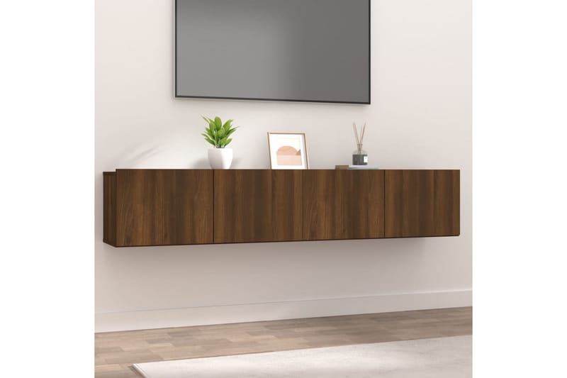 beBasic TV-benker 2 stk brun eik 80x30x30 cm konstruert tre - Brun - Møbler - Mediamøbel & tv møbel - TV-benk & mediabenk