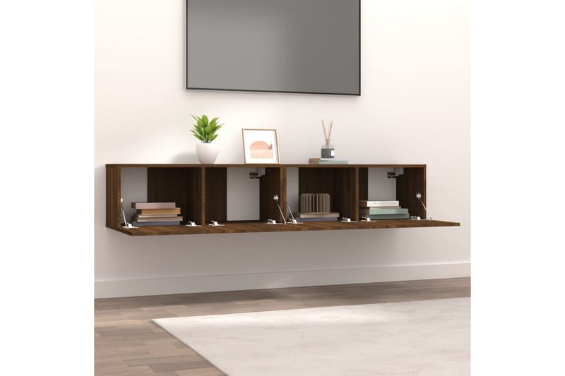 beBasic TV-benker 2 stk brun eik 80x30x30 cm konstruert tre - Brun - Møbler - Mediamøbel & tv møbel - TV-benk & mediabenk