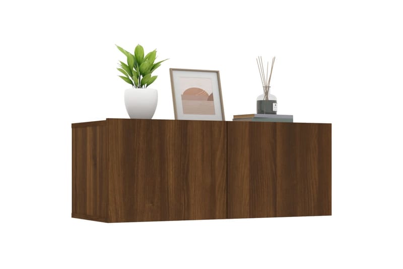 beBasic TV-benker 2 stk brun eik 80x30x30 cm konstruert tre - Brun - Møbler - Mediamøbel & tv møbel - TV-benk & mediabenk