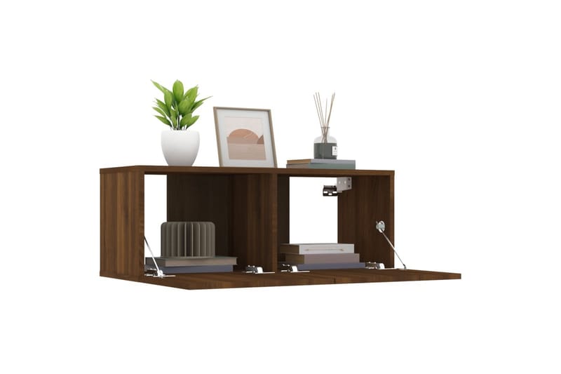 beBasic TV-benker 2 stk brun eik 80x30x30 cm konstruert tre - Brun - Møbler - Mediamøbel & tv møbel - TV-benk & mediabenk