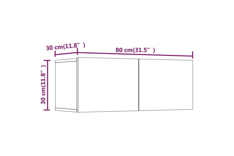beBasic TV-benker 2 stk brun eik 80x30x30 cm konstruert tre - Brun - Møbler - Mediamøbel & tv møbel - TV-benk & mediabenk