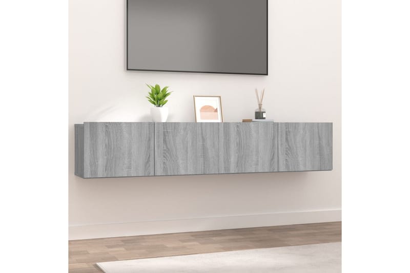 beBasic TV-benker 2 stk grå sonoma 80x30x30 cm konstruert tre - GrÃ¥ - TV-benk & mediabenk