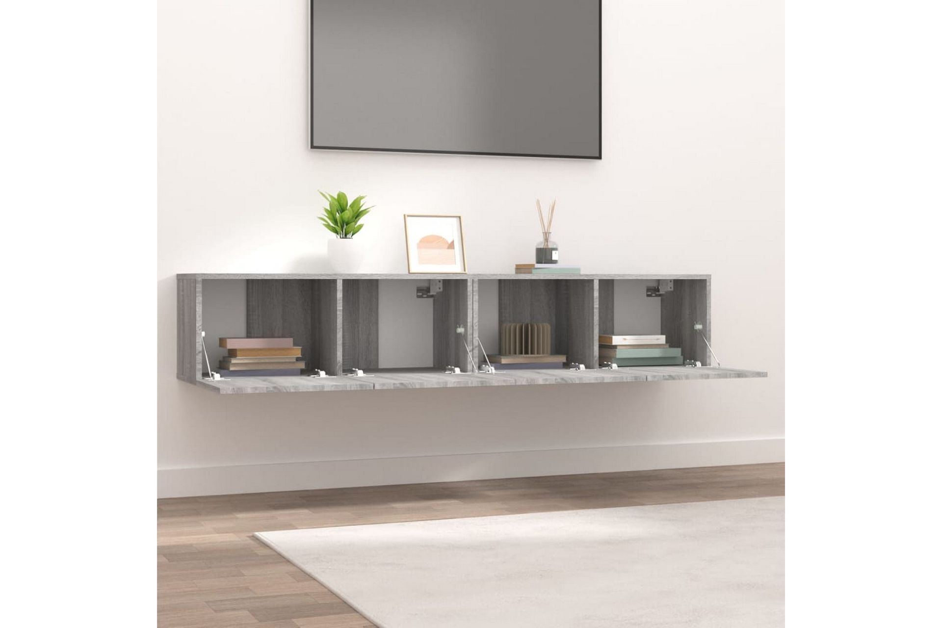 beBasic TV-benker 2 stk grå sonoma 80x30x30 cm konstruert tre - GrÃ¥ - Møbler - Mediamøbel & tv møbel - TV-benk & mediabenk