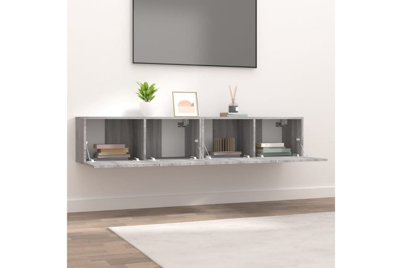 beBasic TV-benker 2 stk grå sonoma 80x30x30 cm konstruert tre - GrÃ¥ - TV-benk & mediabenk