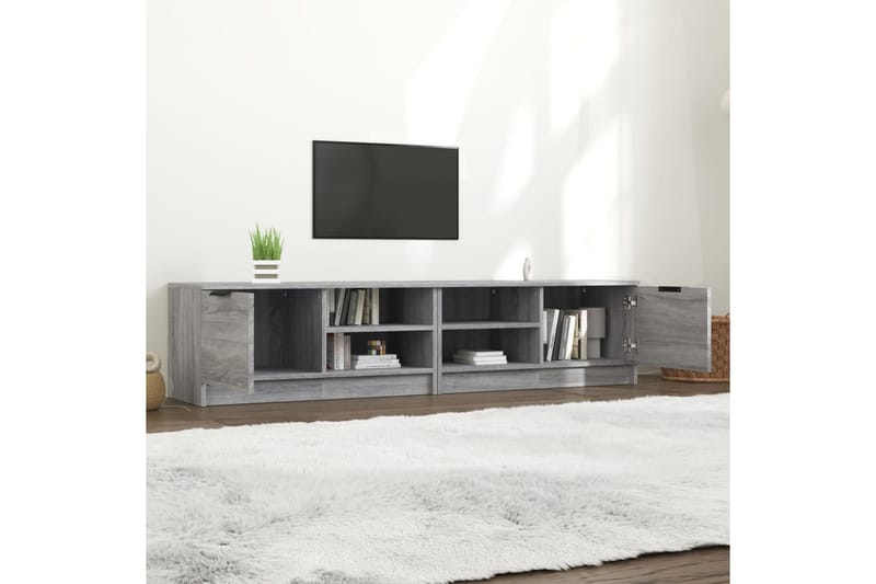 beBasic TV-benker 2 stk grå sonoma 80x35x36,5 cm konstruert tre - GrÃ¥ - Møbler - Mediamøbel & tv møbel - TV-benk & mediabenk