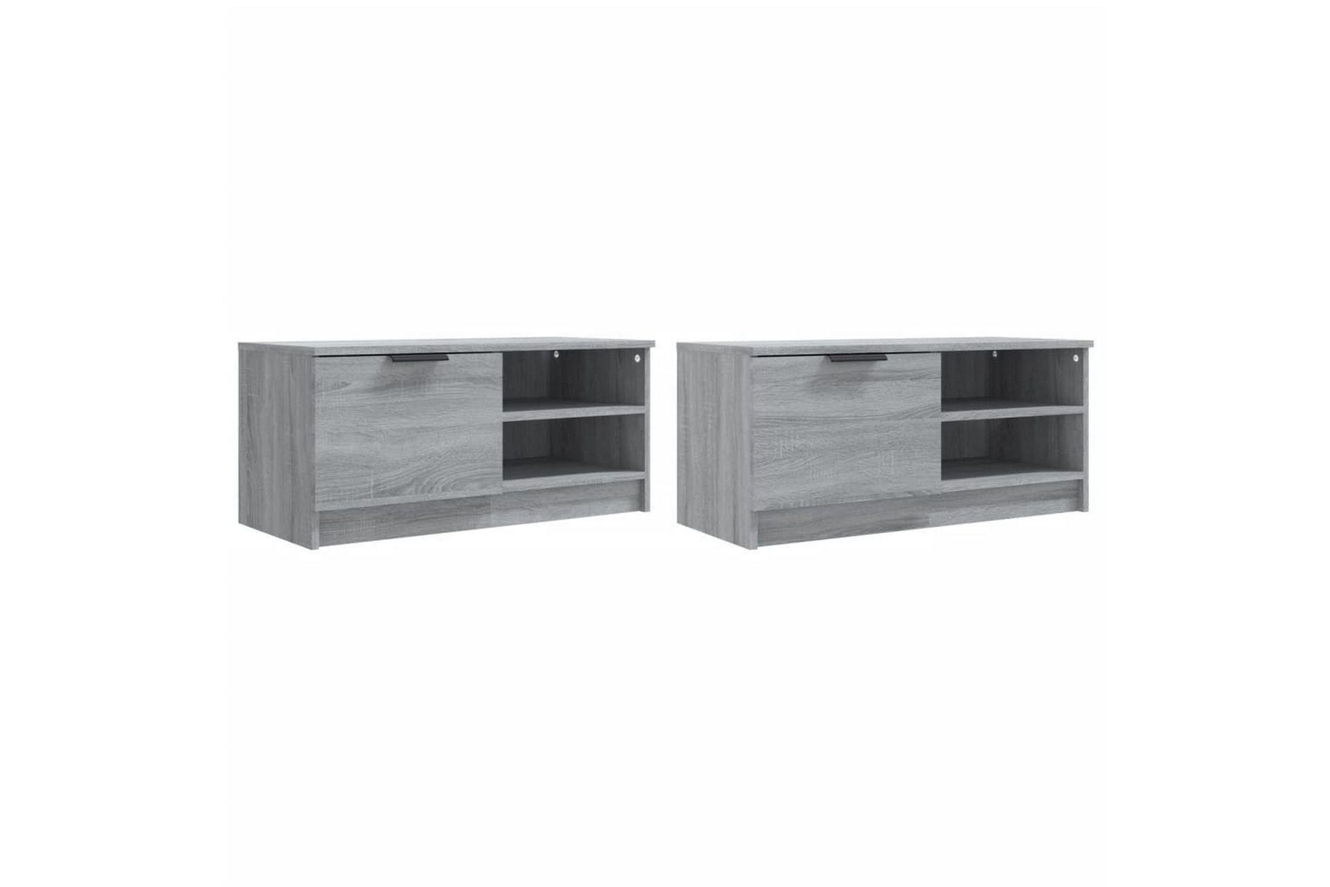 beBasic TV-benker 2 stk grå sonoma 80x35x36,5 cm konstruert tre - GrÃ¥ - Møbler - Mediamøbel & tv møbel - TV-benk & mediabenk