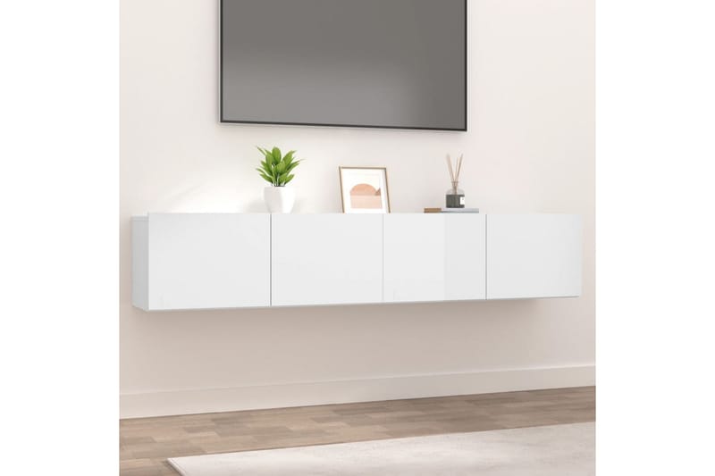 beBasic TV-benker 2 stk høyglans hvit 80x30x30 cm konstruert tre - Hvit - TV-benk & mediabenk