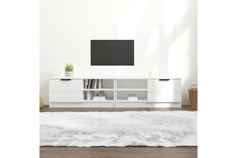 beBasic TV-benker 2 stk høyglans hvit 80x35x36,5 cm konstruert tre - Hvit - TV-benk & mediabenk