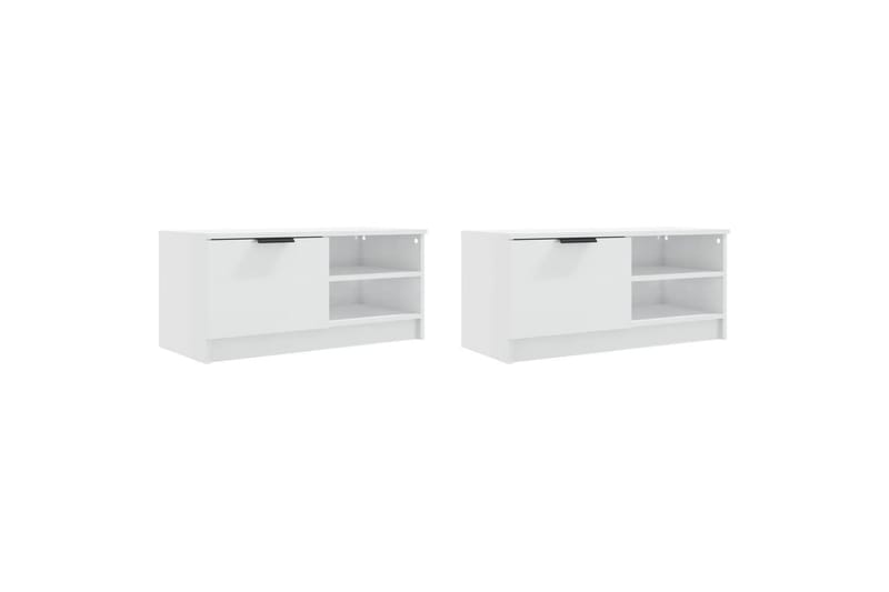 beBasic TV-benker 2 stk høyglans hvit 80x35x36,5 cm konstruert tre - Hvit - Møbler - Mediamøbel & tv møbel - TV-benk & mediabenk