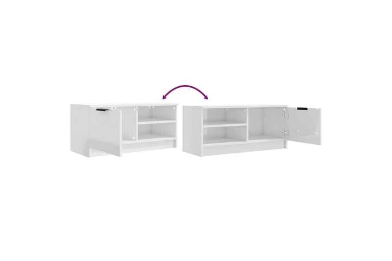 beBasic TV-benker 2 stk høyglans hvit 80x35x36,5 cm konstruert tre - Hvit - TV-benk & mediabenk