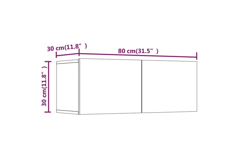 beBasic TV-benker 2 stk hvit 80x30x30 cm konstruert tre - Hvit - Møbler - Mediamøbel & tv møbel - TV-benk & mediabenk