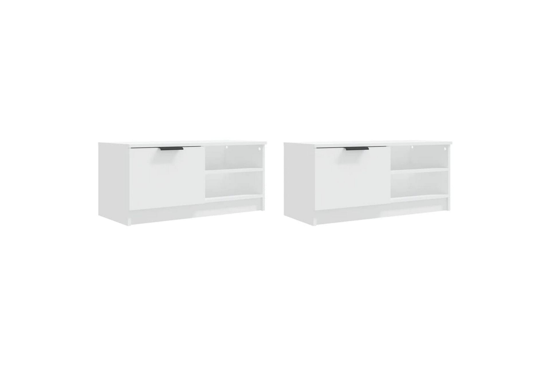 beBasic TV-benker 2 stk hvit 80x35x36,5 cm konstruert tre - Hvit - Møbler - Mediamøbel & tv møbel - TV-benk & mediabenk
