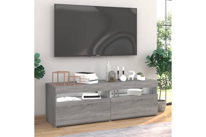 beBasic TV-benker 2 stk med LED-lys grå sonoma 60x35x40 cm - GrÃ¥ - TV-benk & mediabenk
