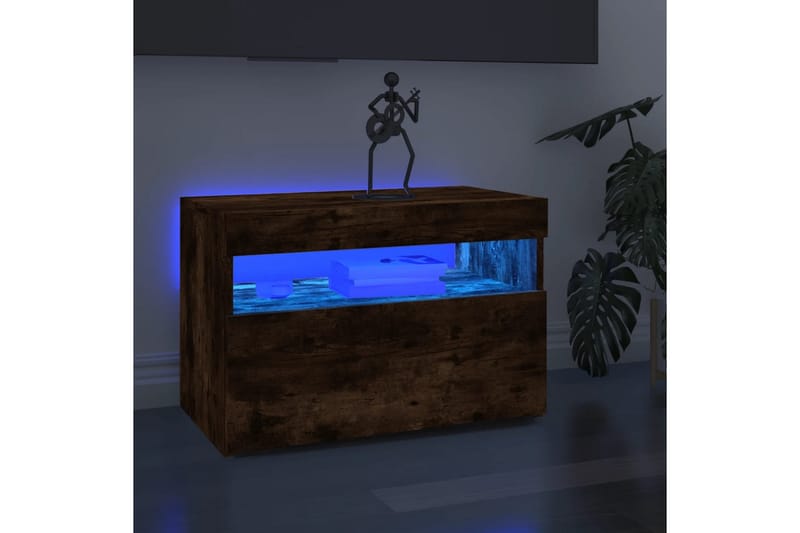 beBasic TV-benker 2 stk med LED-lys røkt eik 60x35x40 cm - Brun - Møbler - Mediamøbel & tv møbel - TV-benk & mediabenk