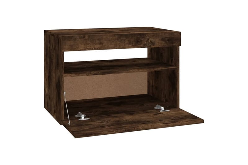 beBasic TV-benker 2 stk med LED-lys røkt eik 60x35x40 cm - Brun - Møbler - Mediamøbel & tv møbel - TV-benk & mediabenk