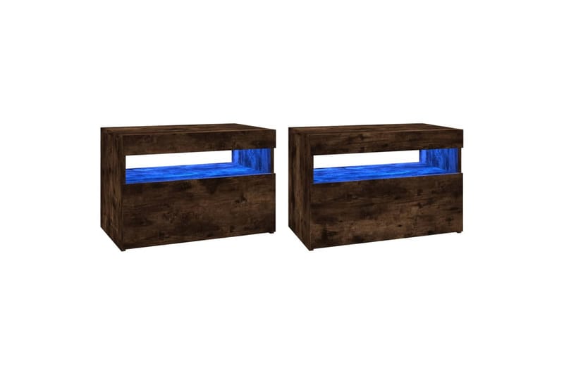 beBasic TV-benker 2 stk med LED-lys røkt eik 60x35x40 cm - Brun - Møbler - Mediamøbel & tv møbel - TV-benk & mediabenk