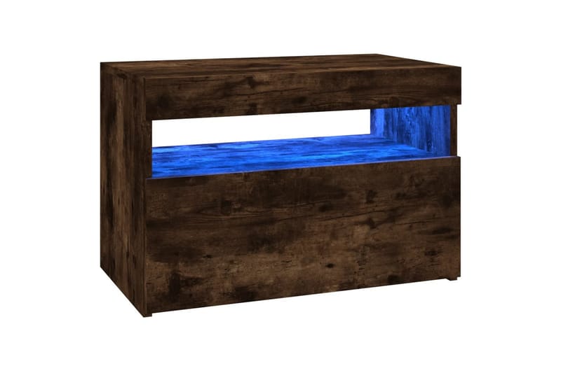 beBasic TV-benker 2 stk med LED-lys røkt eik 60x35x40 cm - Brun - TV-benk & mediabenk