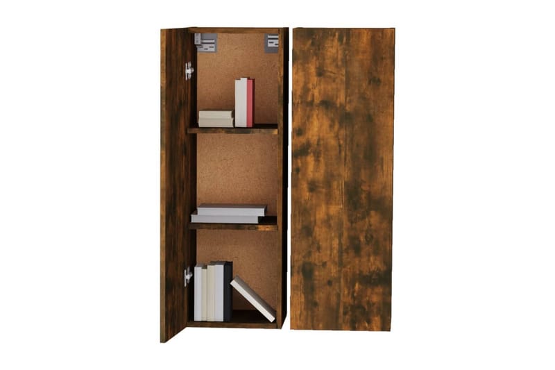 beBasic TV-benker 2 stk røkt eik 30,5x30x90 cm konstruert tre - Brun - Møbler - Mediamøbel & tv møbel - TV-benk & mediabenk