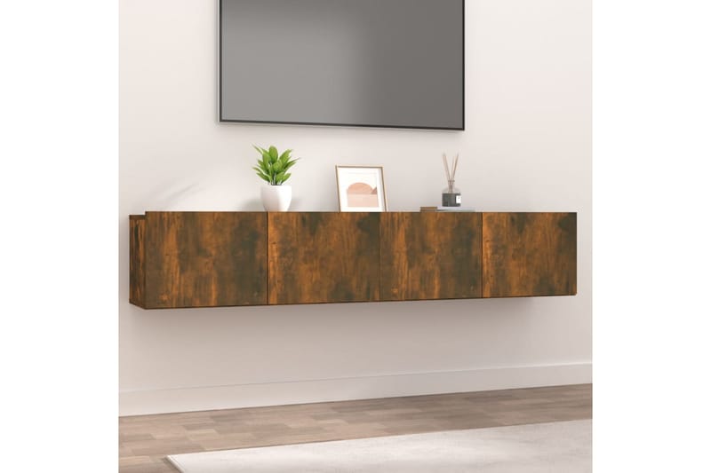 beBasic TV-benker 2 stk røkt eik 80x30x30 cm konstruert tre - Brun - TV-benk & mediabenk