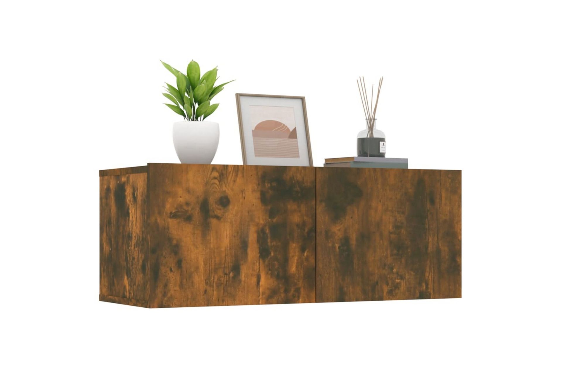 beBasic TV-benker 2 stk røkt eik 80x30x30 cm konstruert tre - Brun - Møbler - Mediamøbel & tv møbel - TV-benk & mediabenk