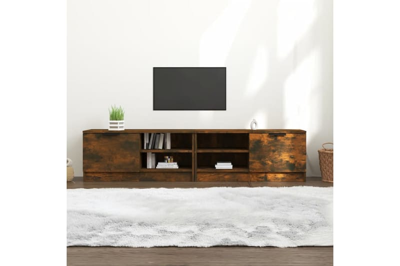 beBasic TV-benker 2 stk røkt eik 80x35x36,5 cm konstruert tre - Brun - TV-benk & mediabenk