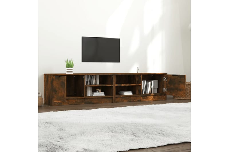 beBasic TV-benker 2 stk røkt eik 80x35x36,5 cm konstruert tre - Brun - Møbler - Mediamøbel & tv møbel - TV-benk & mediabenk
