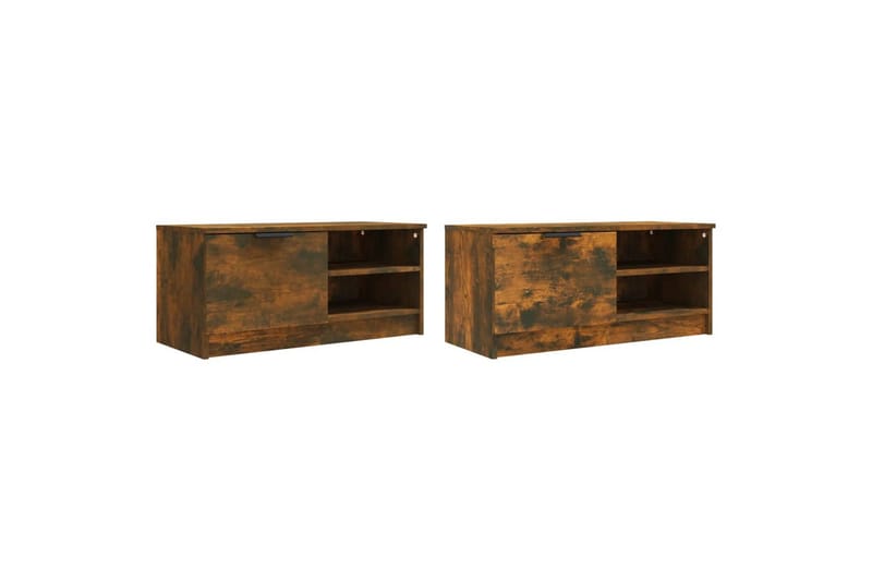 beBasic TV-benker 2 stk røkt eik 80x35x36,5 cm konstruert tre - Brun - Møbler - Mediamøbel & tv møbel - TV-benk & mediabenk