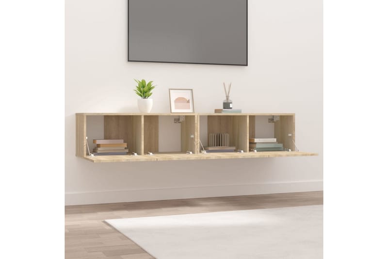 beBasic TV-benker 2 stk sonoma eik 80x30x30 cm konstruert tre - Brun - TV-benk & mediabenk