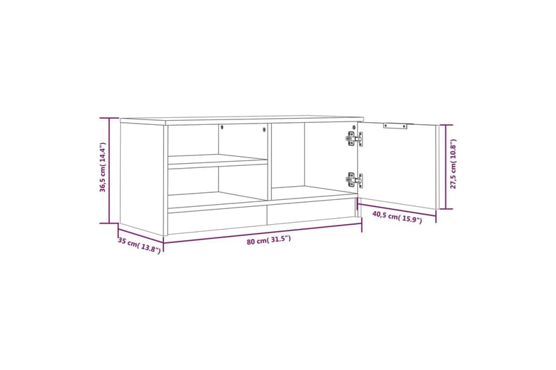beBasic TV-benker 2 stk sonoma eik 80x35x36,5 cm konstruert tre - Brun - Møbler - Mediamøbel & tv møbel - TV-benk & mediabenk