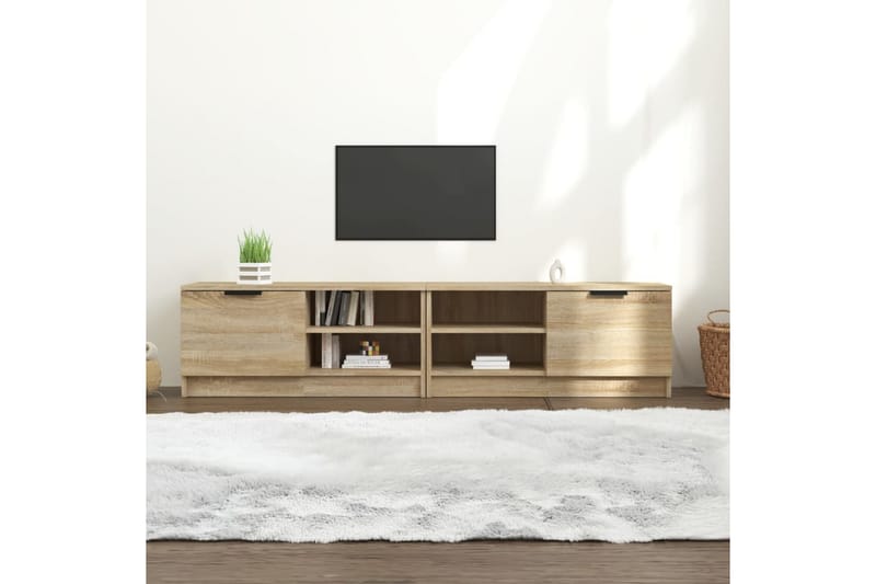 beBasic TV-benker 2 stk sonoma eik 80x35x36,5 cm konstruert tre - Brun - TV-benk & mediabenk