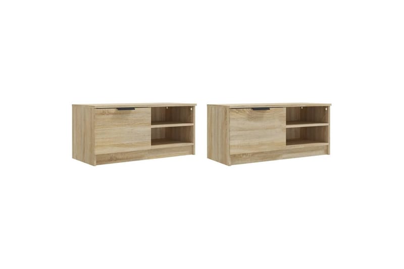 beBasic TV-benker 2 stk sonoma eik 80x35x36,5 cm konstruert tre - Brun - Møbler - Mediamøbel & tv møbel - TV-benk & mediabenk