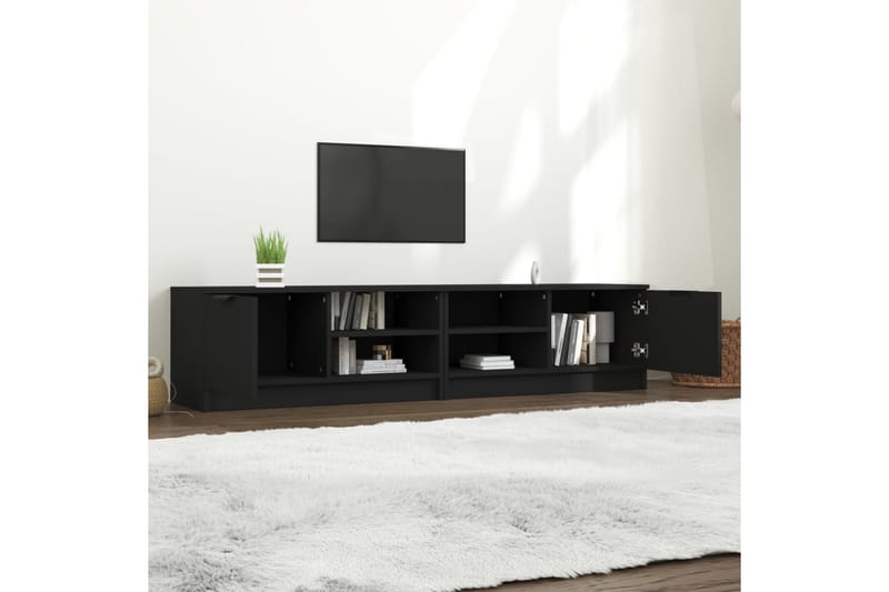 beBasic TV-benker 2 stk svart 80x35x36,5 cm konstruert tre - Svart - Møbler - Mediamøbel & tv møbel - TV-benk & mediabenk