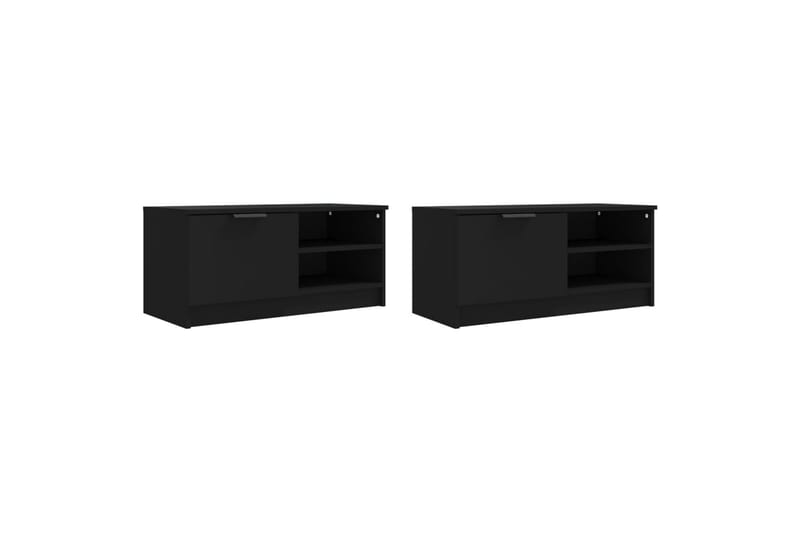 beBasic TV-benker 2 stk svart 80x35x36,5 cm konstruert tre - Svart - Møbler - Mediamøbel & tv møbel - TV-benk & mediabenk