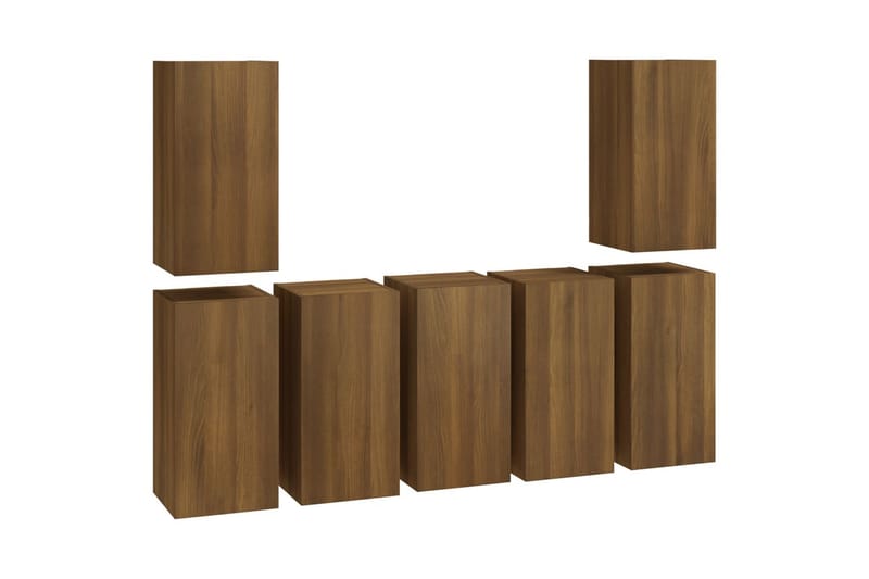 beBasic TV-benker 7 stk brun eik 30,5x30x60 cm konstruert tre - Brun - Møbler - Mediamøbel & tv møbel - TV-benk & mediabenk