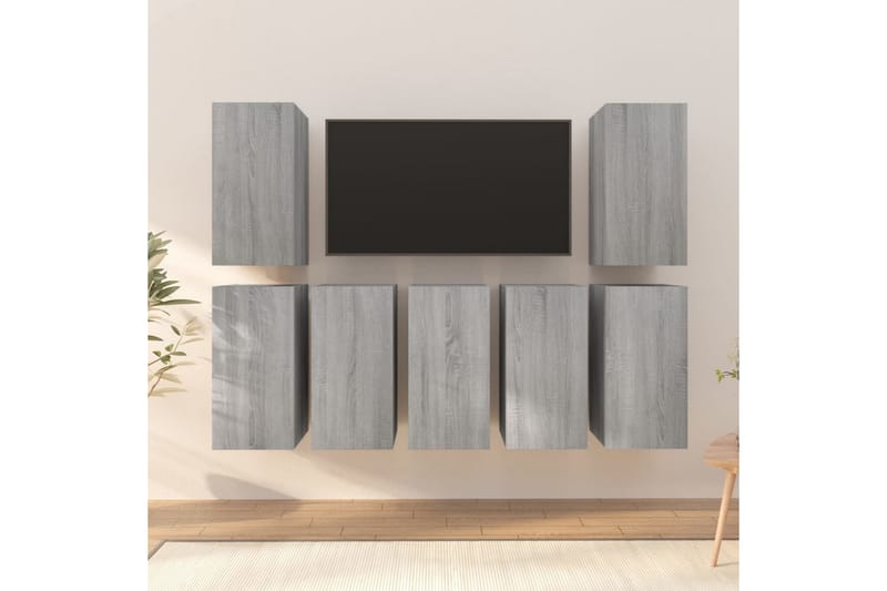 beBasic TV-benker 7 stk grå sonoma 30,5x30x60 cm konstruert tre - GrÃ¥ - TV-benk & mediabenk