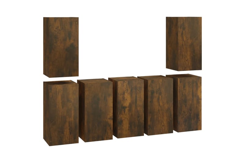 beBasic TV-benker 7 stk røkt eik 30,5x30x60 cm konstruert tre - Brun - Møbler - Mediamøbel & tv møbel - TV-benk & mediabenk