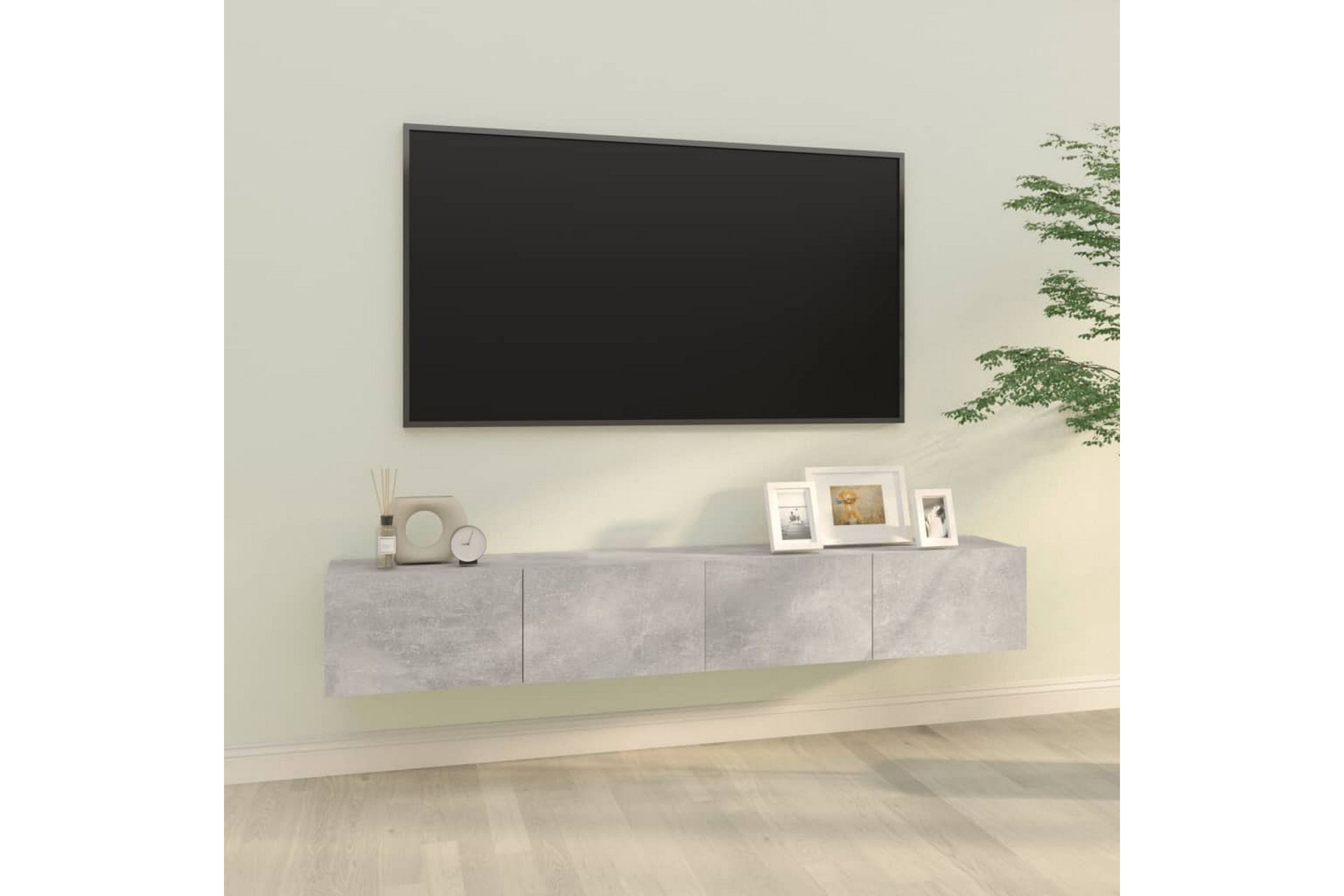 beBasic Vegghengte TV-benker 2 stk betonggrå 100x30x30cm konstruert tre - GrÃ¥ - Møbler - Mediamøbel & tv møbel - TV-benk & mediabenk