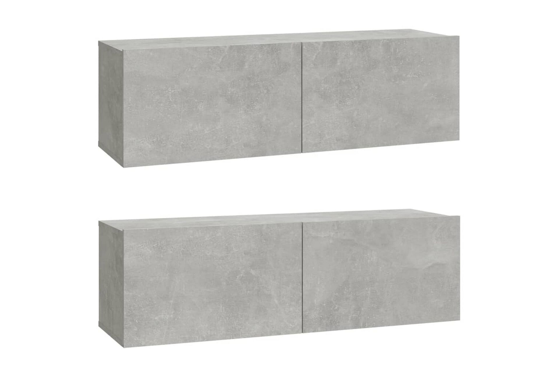 beBasic Vegghengte TV-benker 2 stk betonggrå 100x30x30cm konstruert tre - GrÃ¥ - Møbler - Mediamøbel & tv møbel - TV-benk & mediabenk